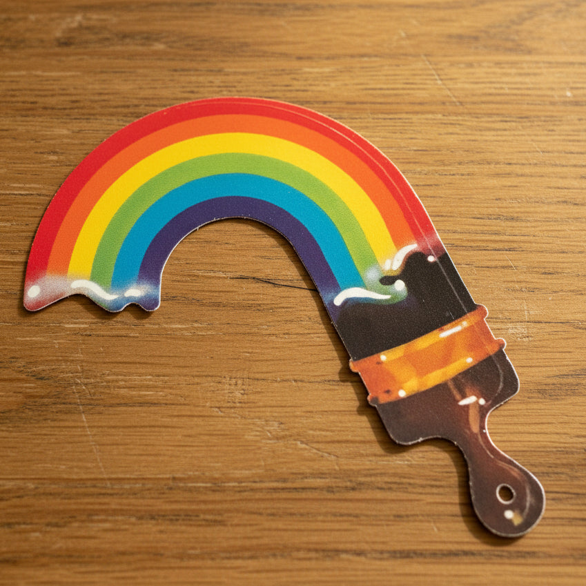 80s Vintage Paintbrush and Rainbow Trail Sticker