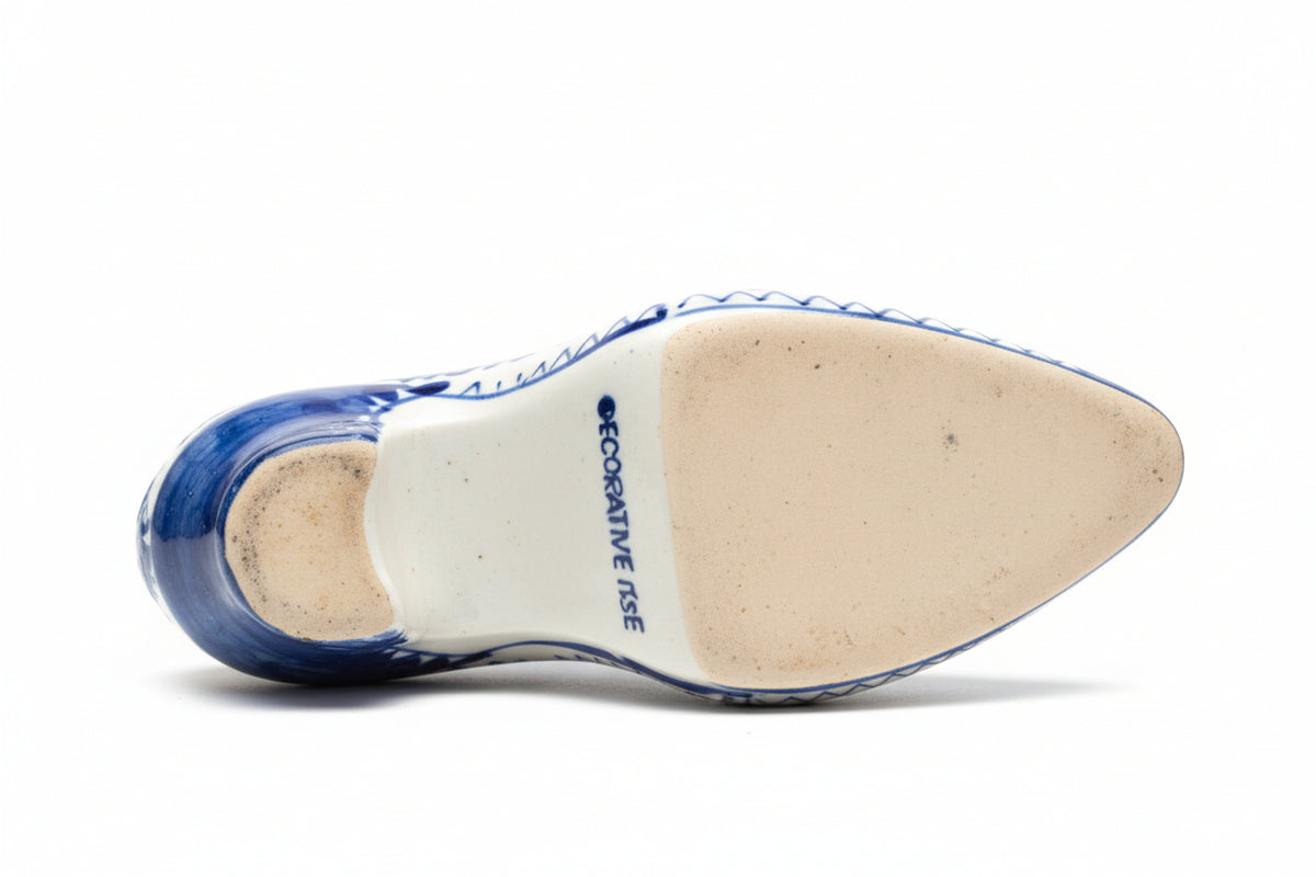 Vintage Victorian Blue and White High-Heeled Shoe