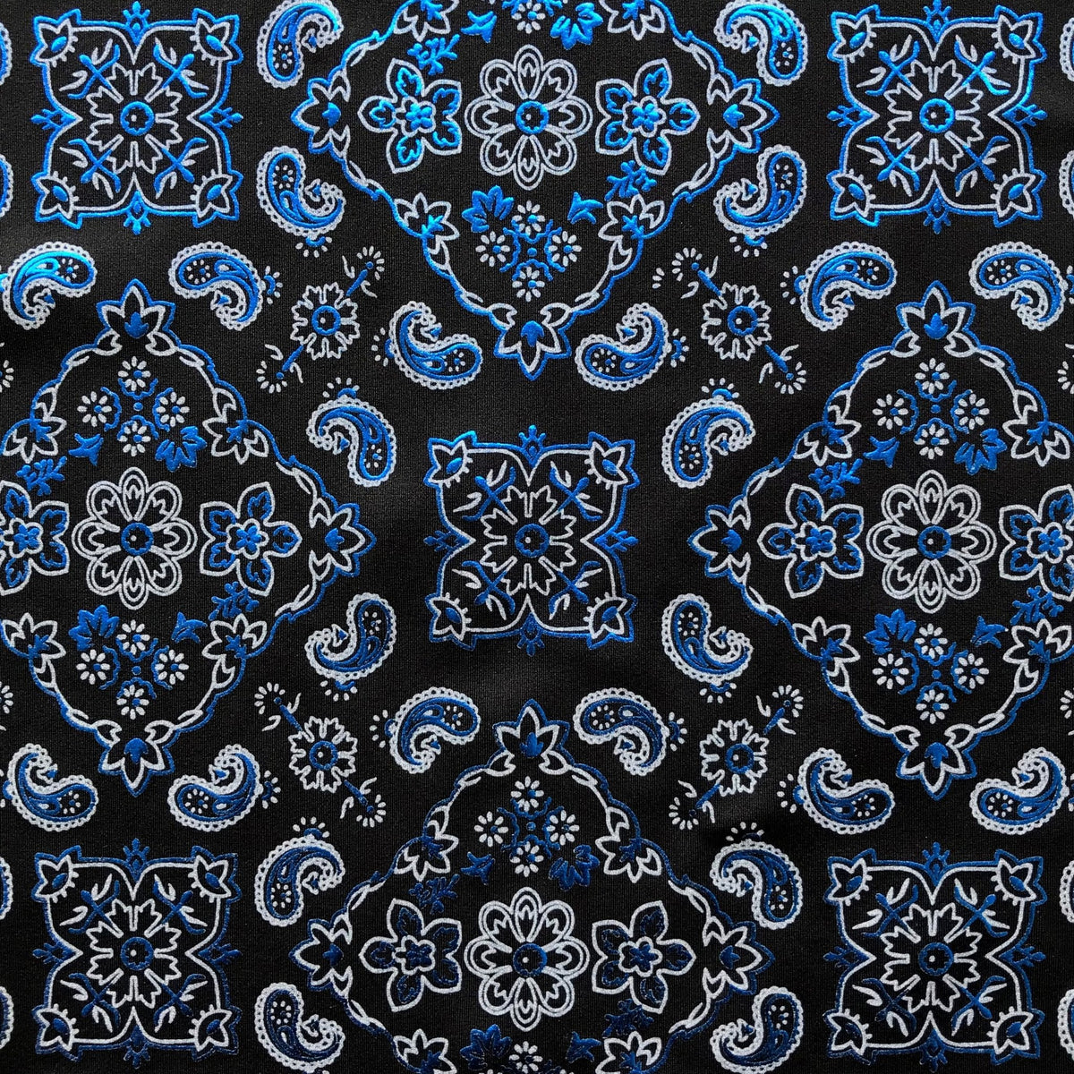 Bandana Foil Printed Spandex Fabric | Blue Moon Fabrics