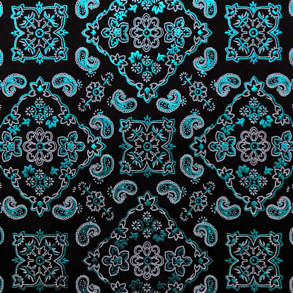 Bandana Foil Printed Spandex Fabric | Blue Moon Fabrics