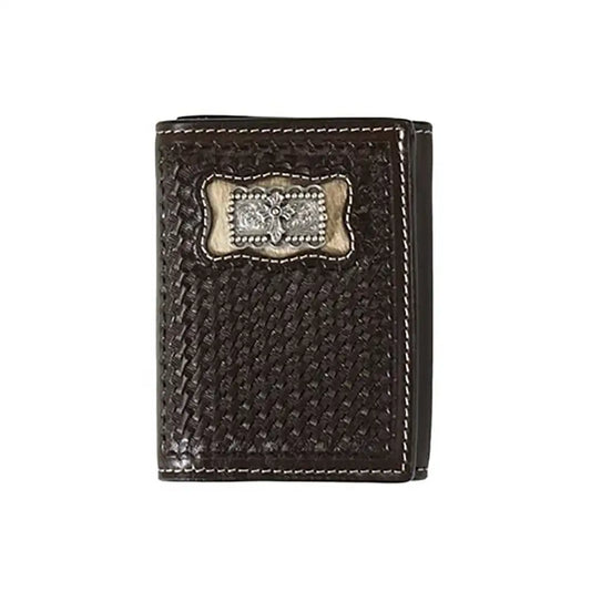 3D Calf Hair Inlay Cross Concho - Men's Tri-Fold Wallet