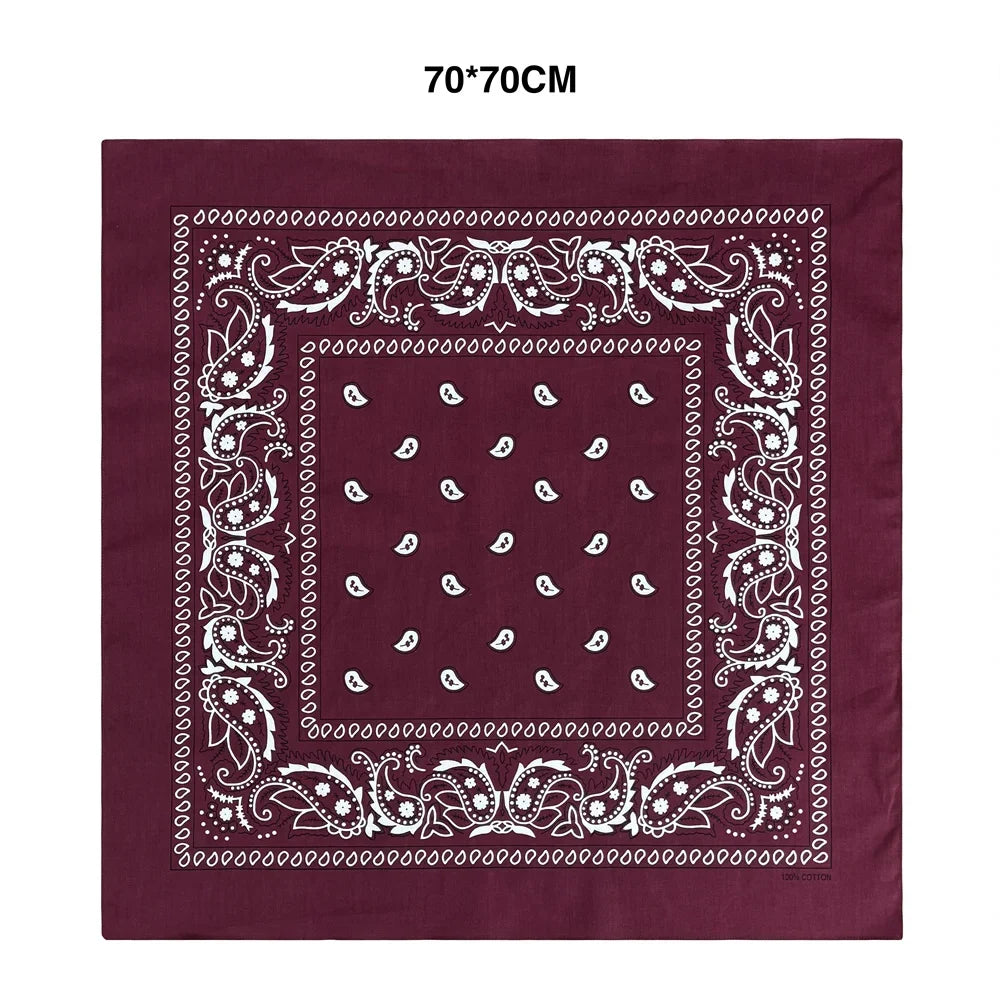 Oversized Paisley Bandana 70cm Cotton Hip Hop Head Scarf